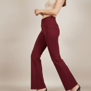 URBAN CONTOUR BELL BOTTOM HIGH WAIST WINE JEGGING PLUS SIZE