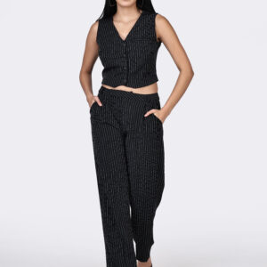 PINSTRIPE POWER BLACK CO-ORD SET