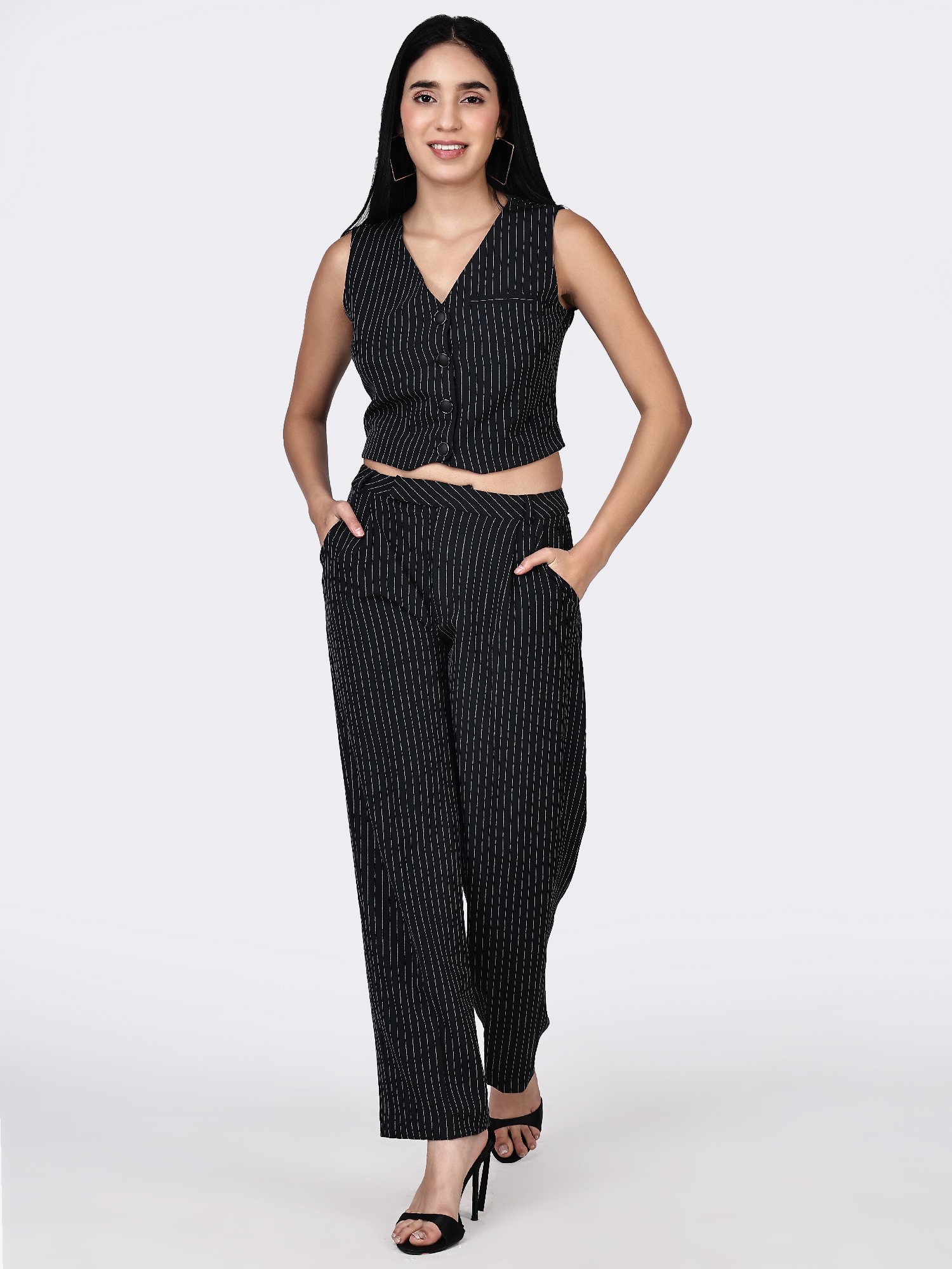 PINSTRIPE POWER BLACK CO-ORD SET